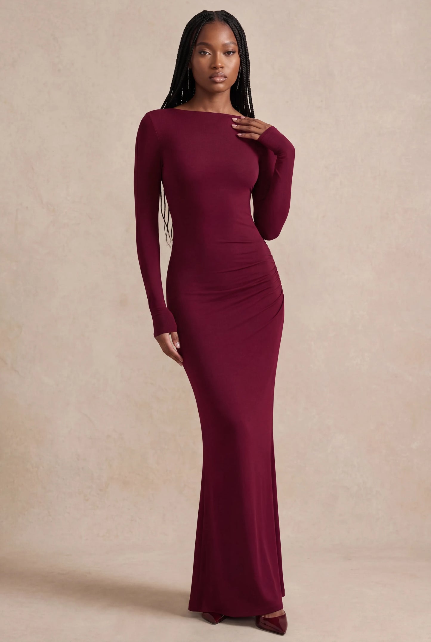 Octavia Robe Longue — Bordeaux Velours