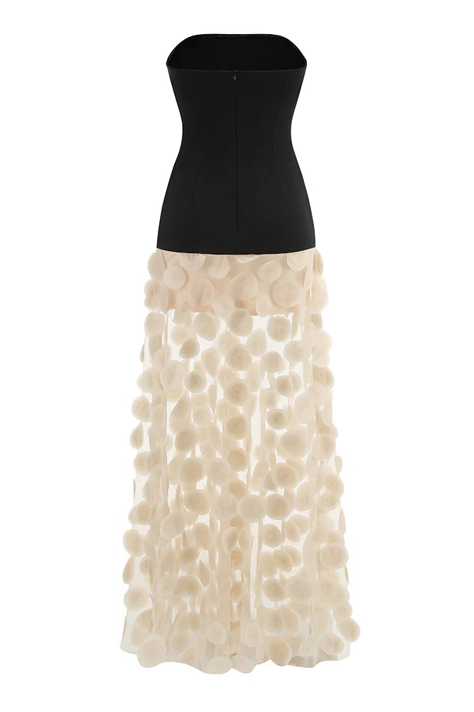 Séléna Robe Longue - Noir & Ivoire