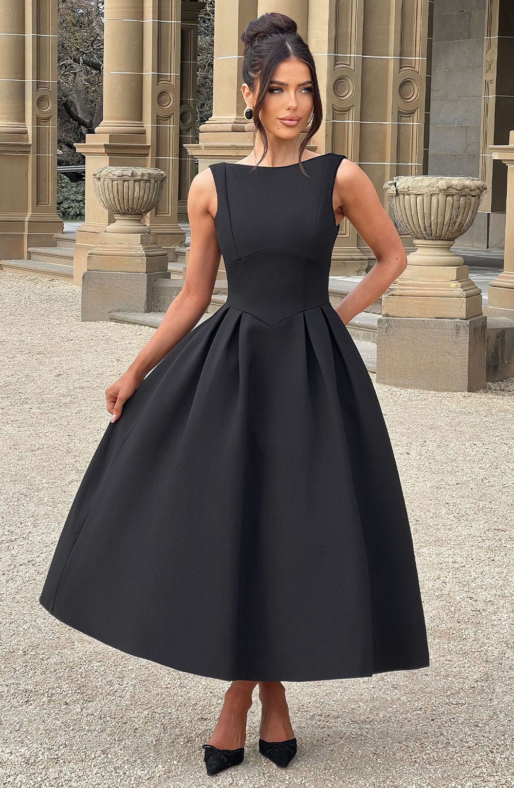 Clarabella Midi Dress - Black Aurlienne Paris Clarabella Midi Dress - Black Aurlienne Paris