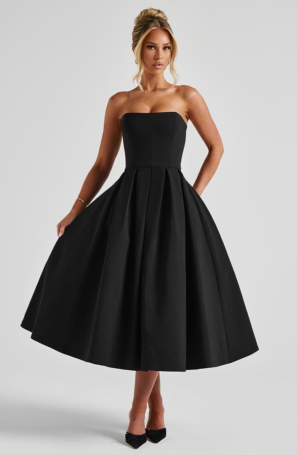 Edith Midi Dress - Black Aurlienne Paris Edith Midi Dress - Black Aurlienne Paris