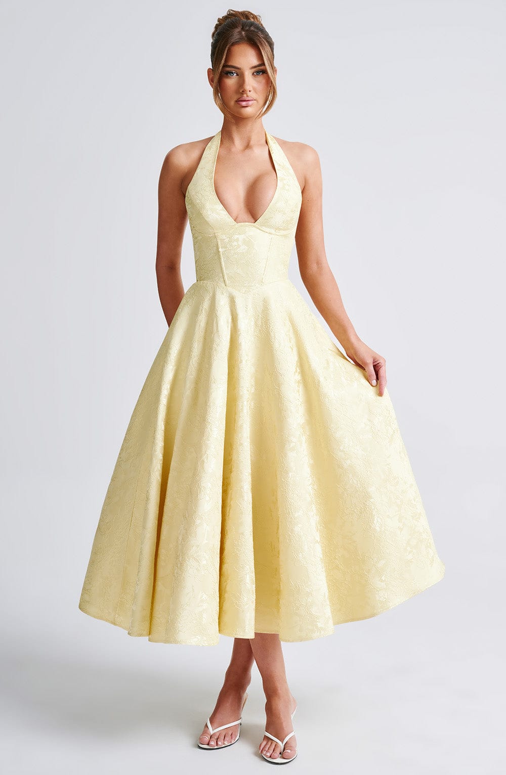 Effie Robe Mi-Longue - Citron