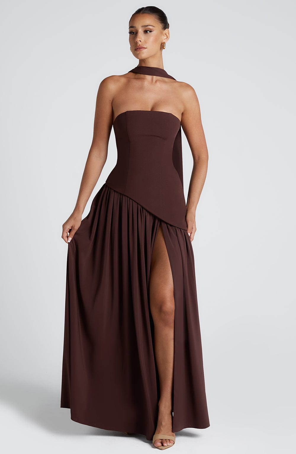 Maliyah Long Dress - Plum Brown