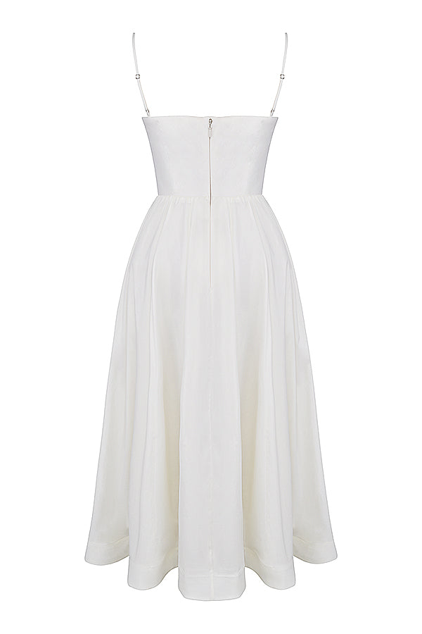 Faustine Robe Mi-Longue Ivoire