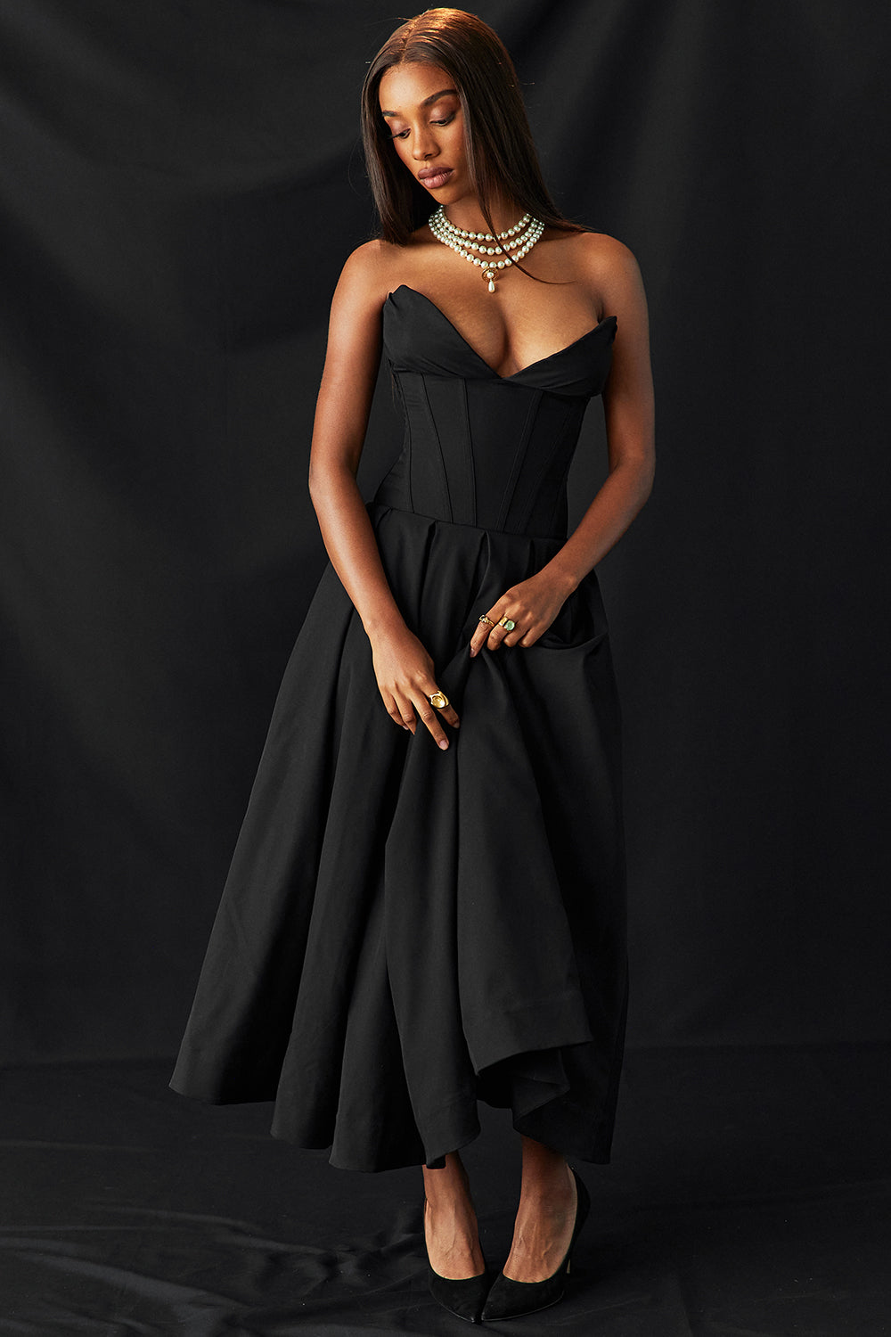 Apolline Robe Mi-Longue Noir