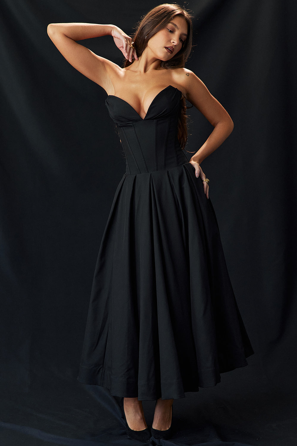 Apolline Robe Mi-Longue Noir