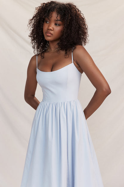 Faustine Robe Mi-Longue Bleu Ciel