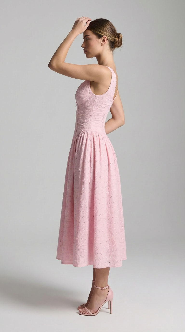 Althea Robe Mi-Longue - Rose Camélia