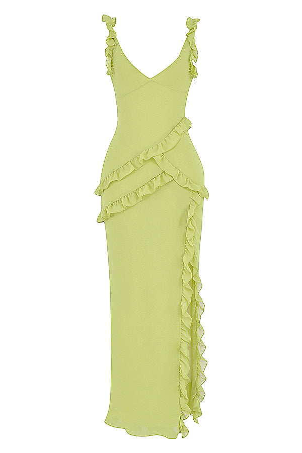 Maëva Robe Longue Vert Citron
