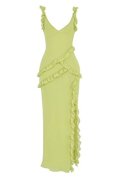 Maëva Robe Longue Vert Citron