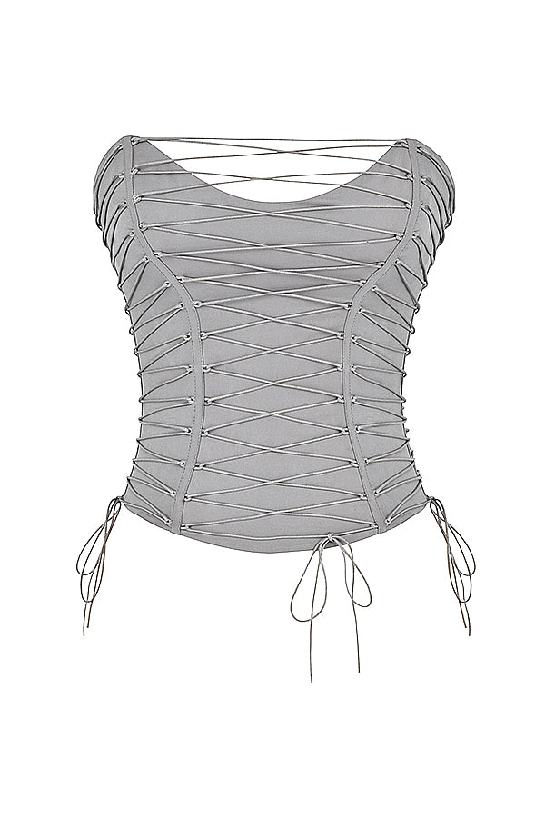 Salomé Corset Lacé Gris