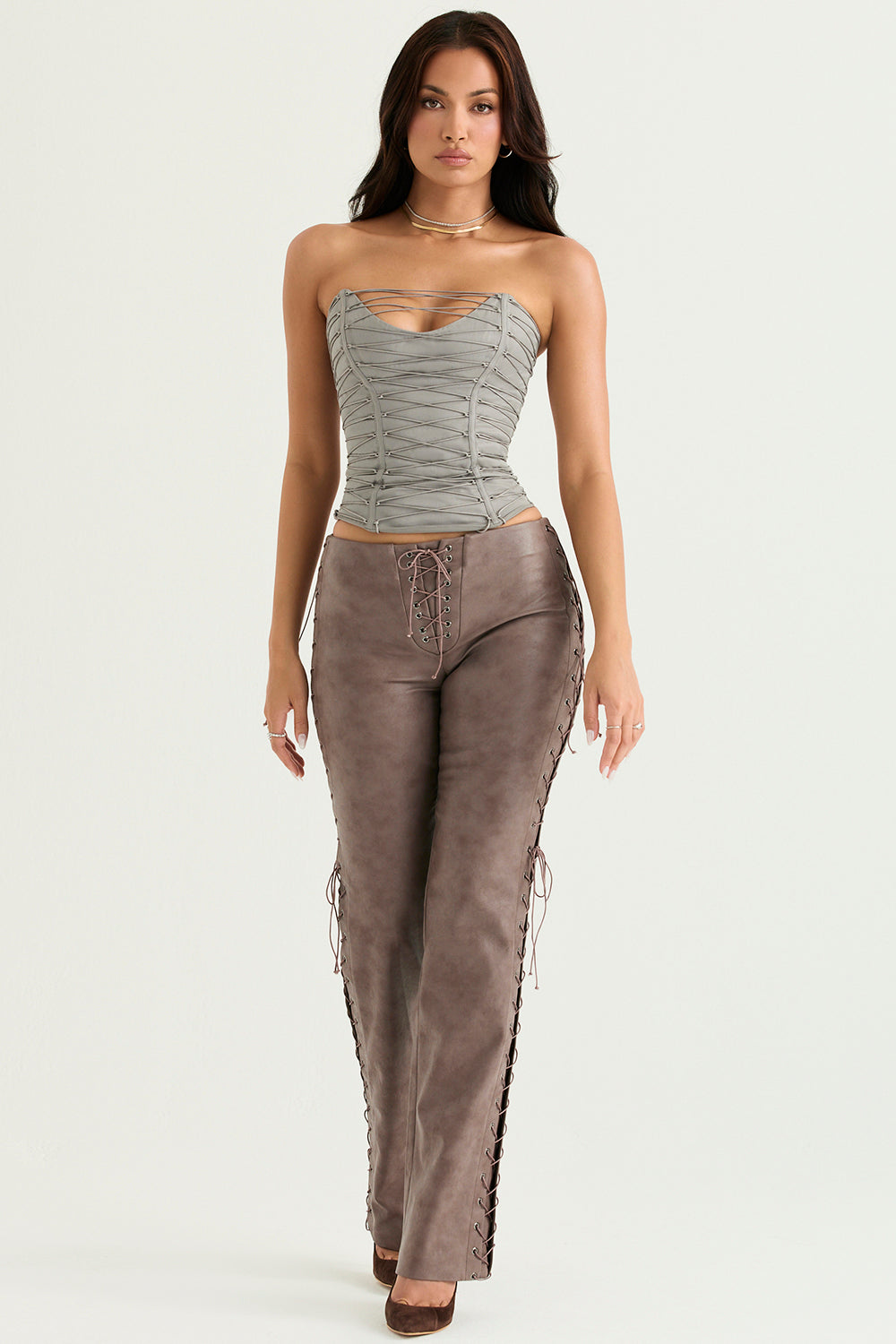Salomé Corset Lacé Gris