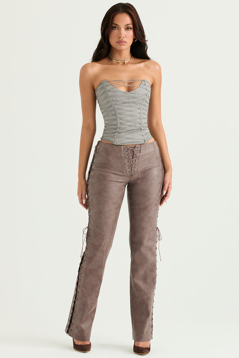 Salomé Corset Lacé Gris