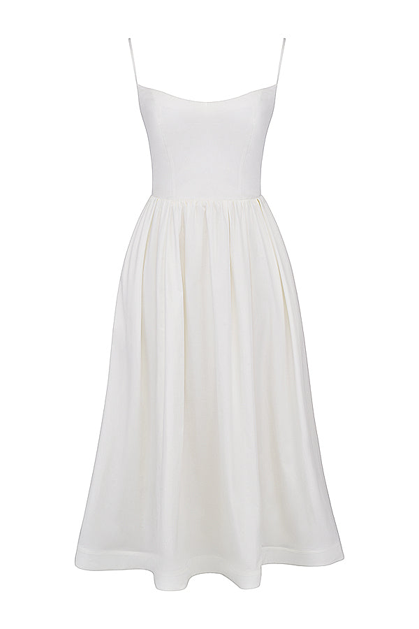 Faustine Robe Mi-Longue Ivoire