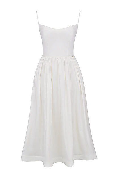 Faustine Robe Mi-Longue Ivoire