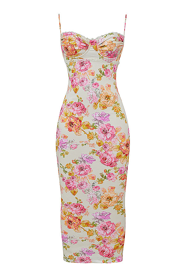 Clémence Robe Longue Ivoire Floral