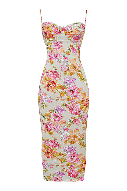 Clémence Robe Longue Ivoire Floral