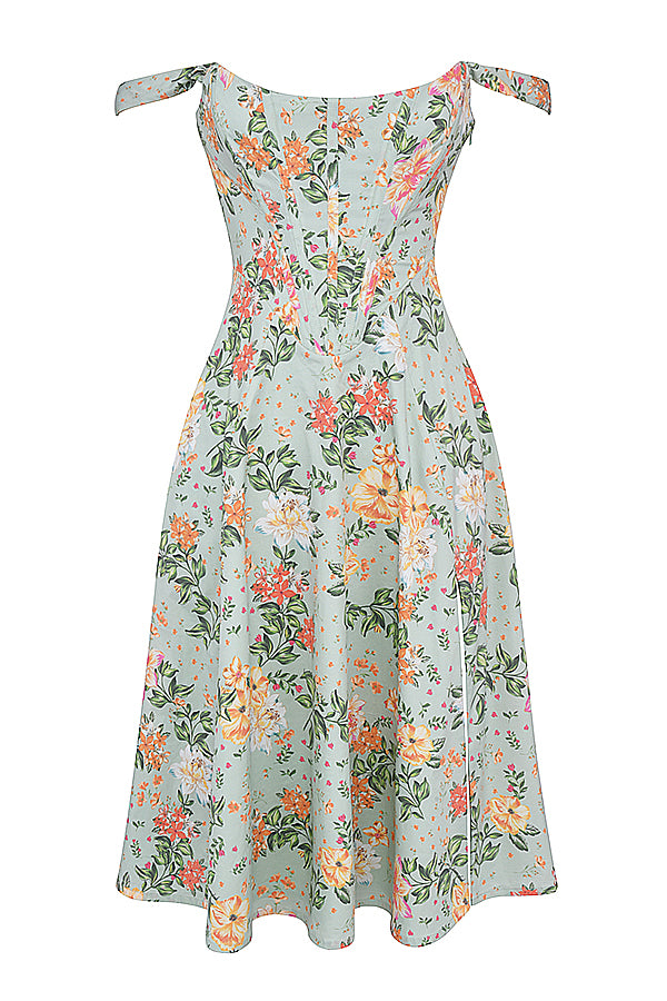 Colombe Robe Mi-Longue Vert Jade