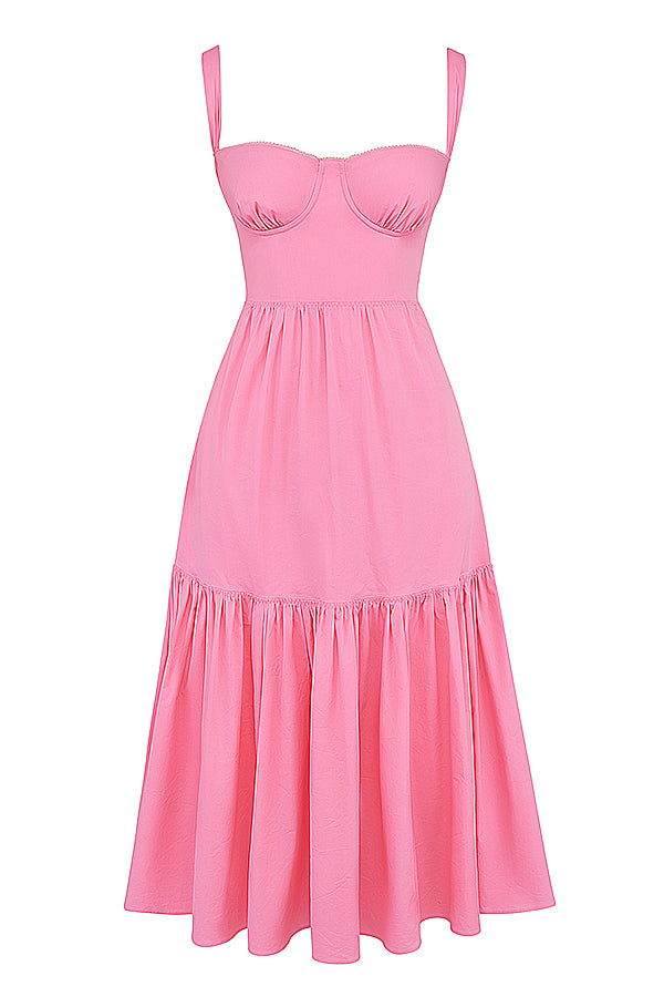 Coline Robe Mi-Longue Rose