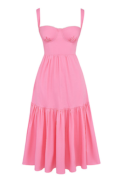 Coline Robe Mi-Longue Rose