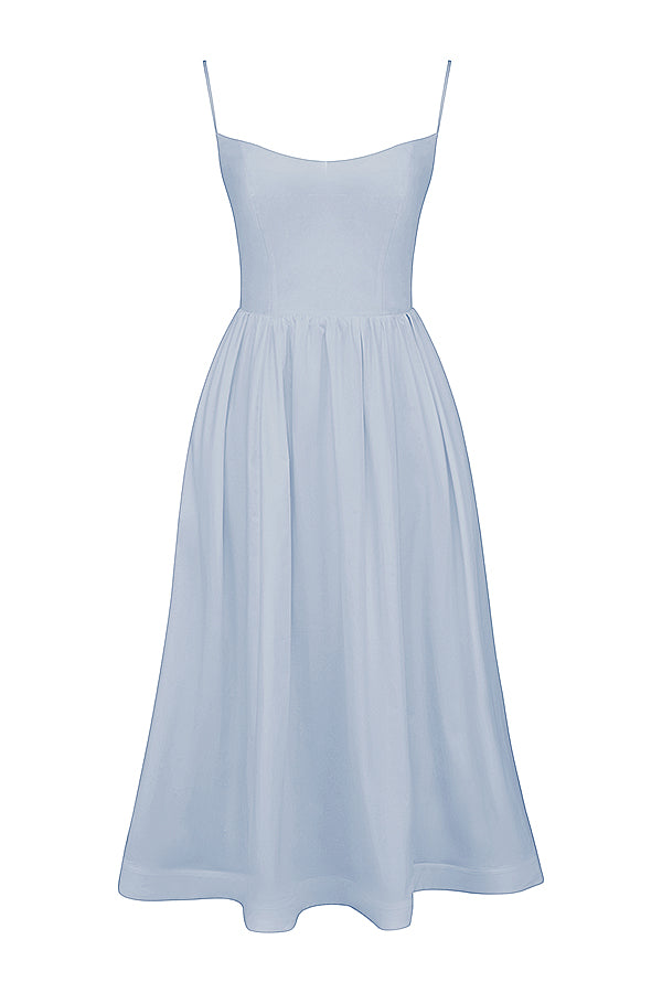 Faustine Robe Mi-Longue Bleu Ciel