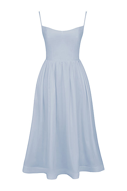 Faustine Robe Mi-Longue Bleu Ciel