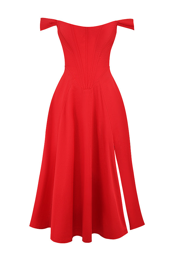 Colombe Robe Mi-Longue Rouge