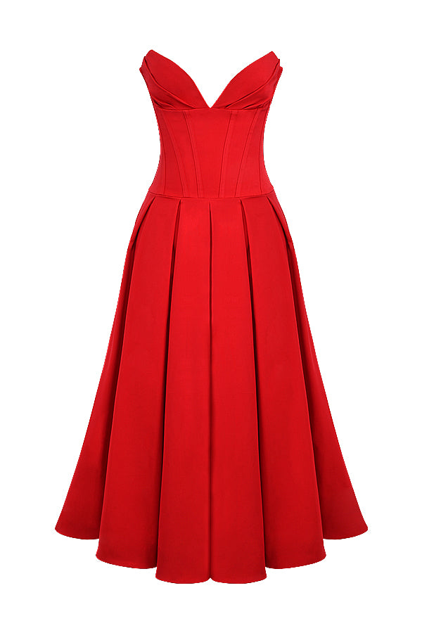 Apolline Robe Mi-Longue Rouge
