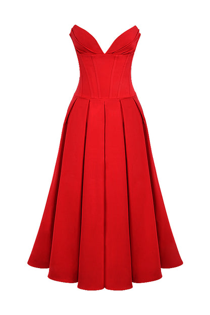 Apolline Robe Mi-Longue Rouge