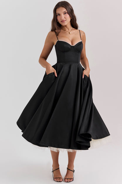 Aurore Robe Mi-Longue — Noir