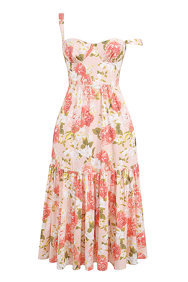 Coline Robe Mi-Longue Rose Pivoine