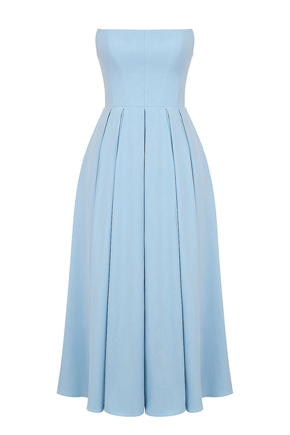 Capucine Robe Mi-Longue Bleu