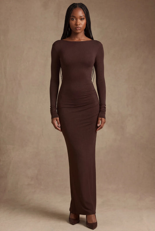 Octavia Maxi Dress — Cocoa Brown