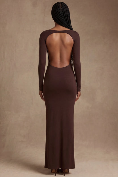 Octavia Robe Longue — Brun Cacao