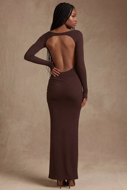 Octavia Robe Longue — Brun Cacao