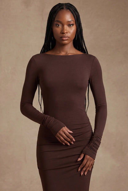 Octavia Robe Longue — Brun Cacao