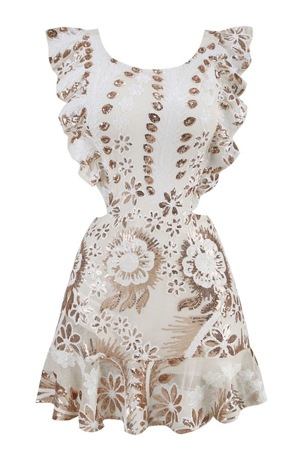 Carmella Short Dress - Pink Ivory &amp; Champagne Gold