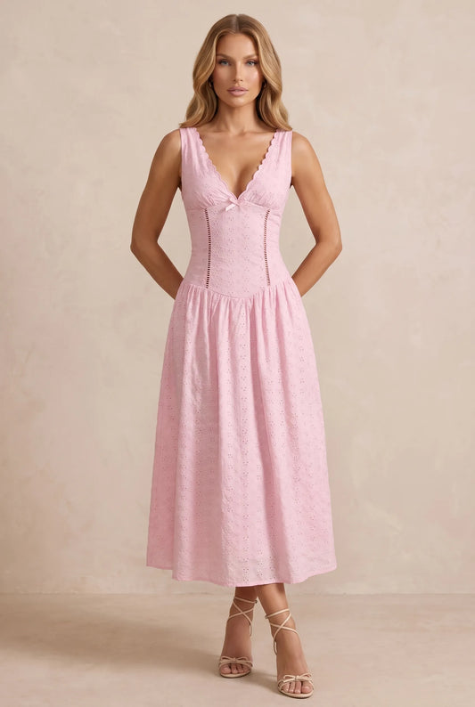 Althea Midi Dress - Camellia Pink