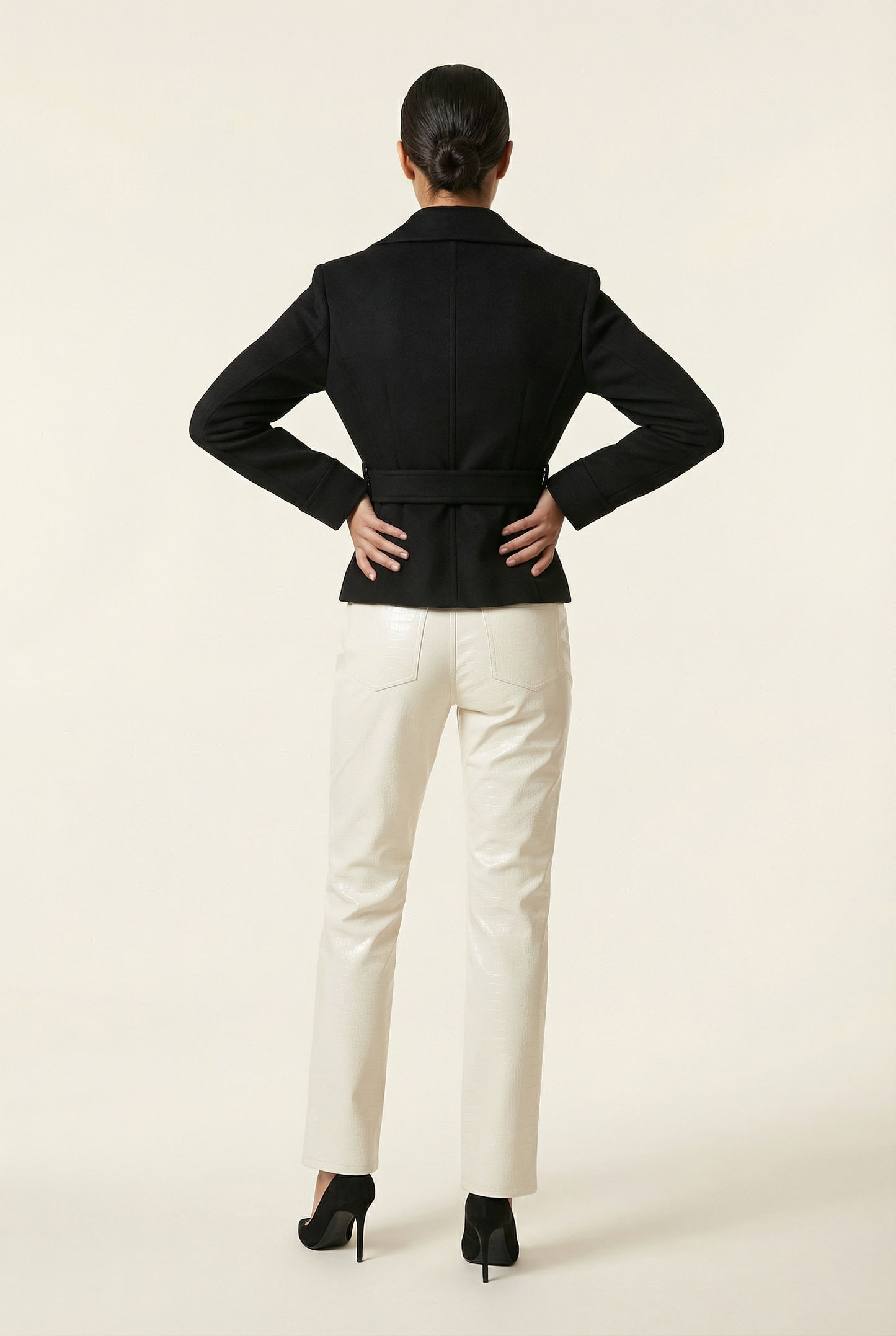 Claudia Blazer Ceinturé Court – Noir