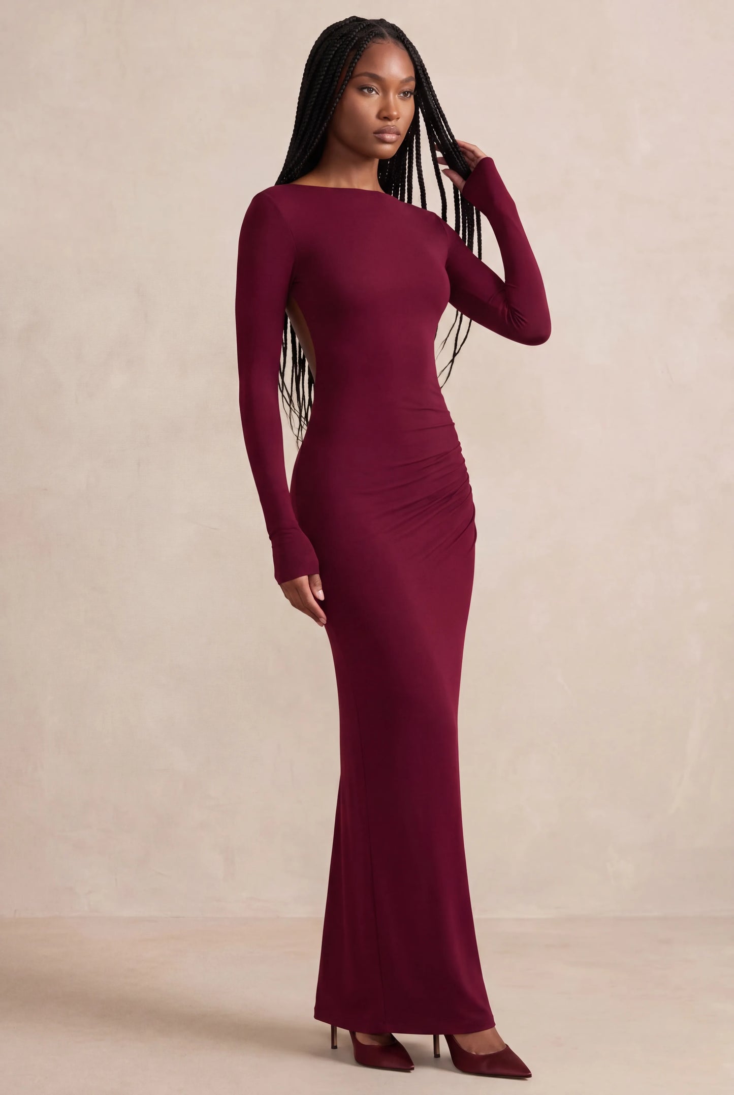 Octavia Robe Longue — Bordeaux Velours