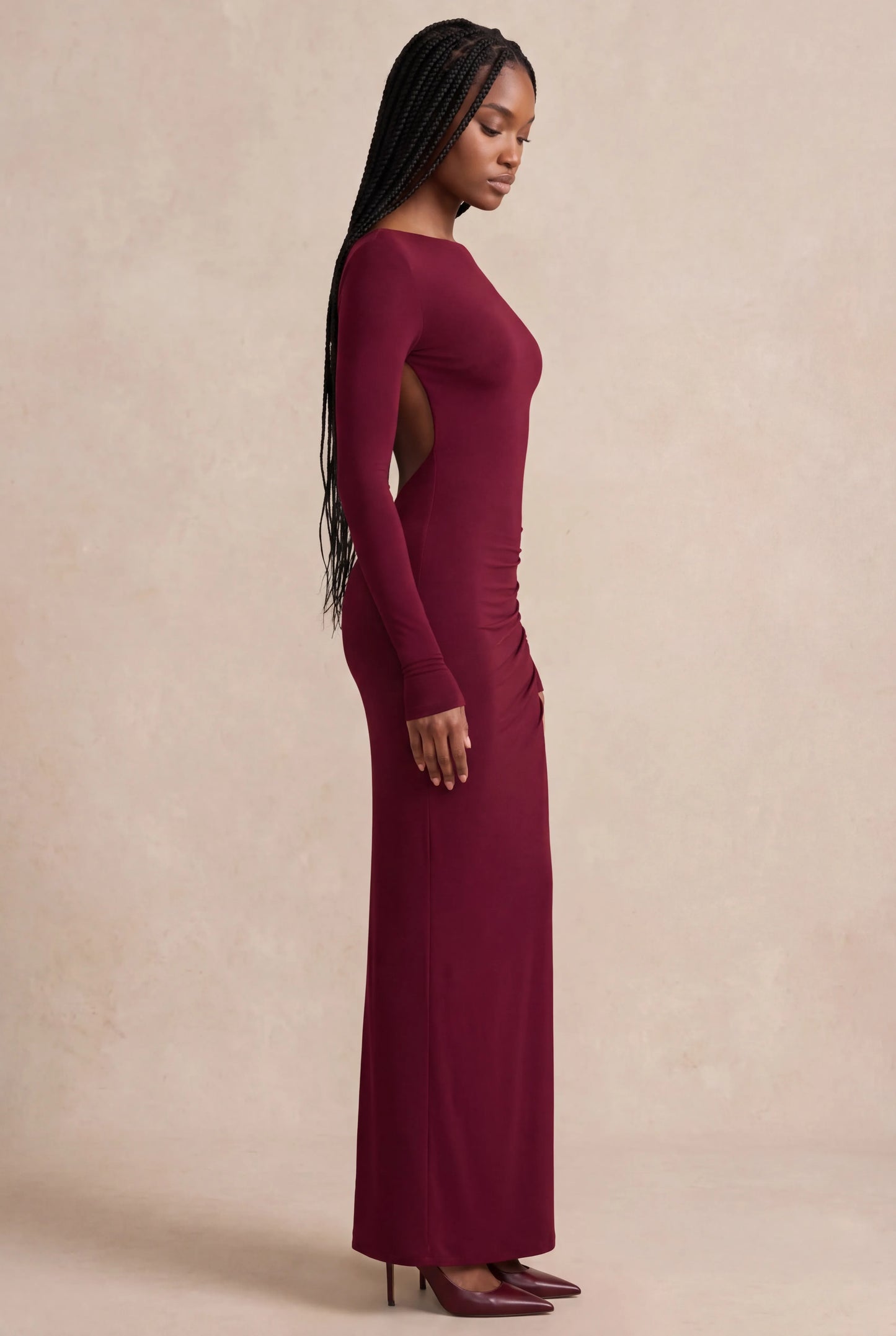 Octavia Robe Longue — Bordeaux Velours