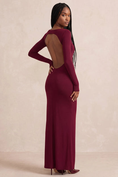 Octavia Robe Longue — Bordeaux Velours