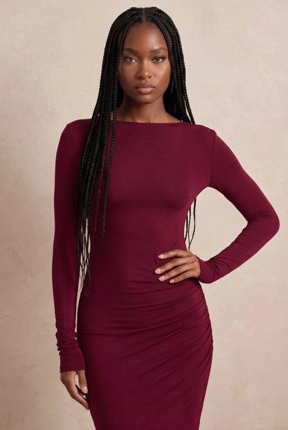 Octavia Robe Longue — Bordeaux Velours