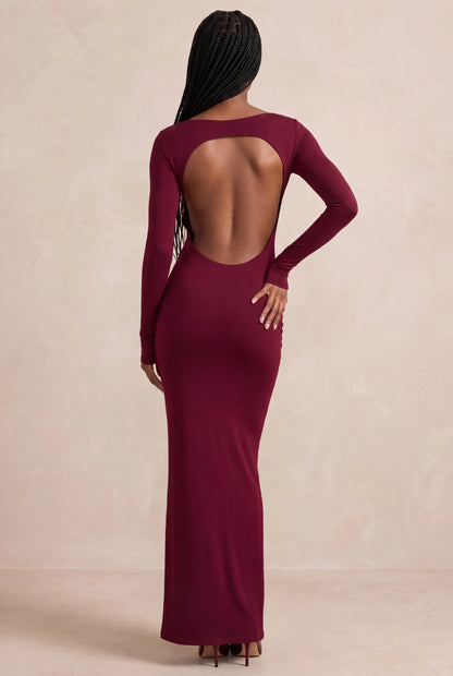 Octavia Robe Longue — Bordeaux Velours