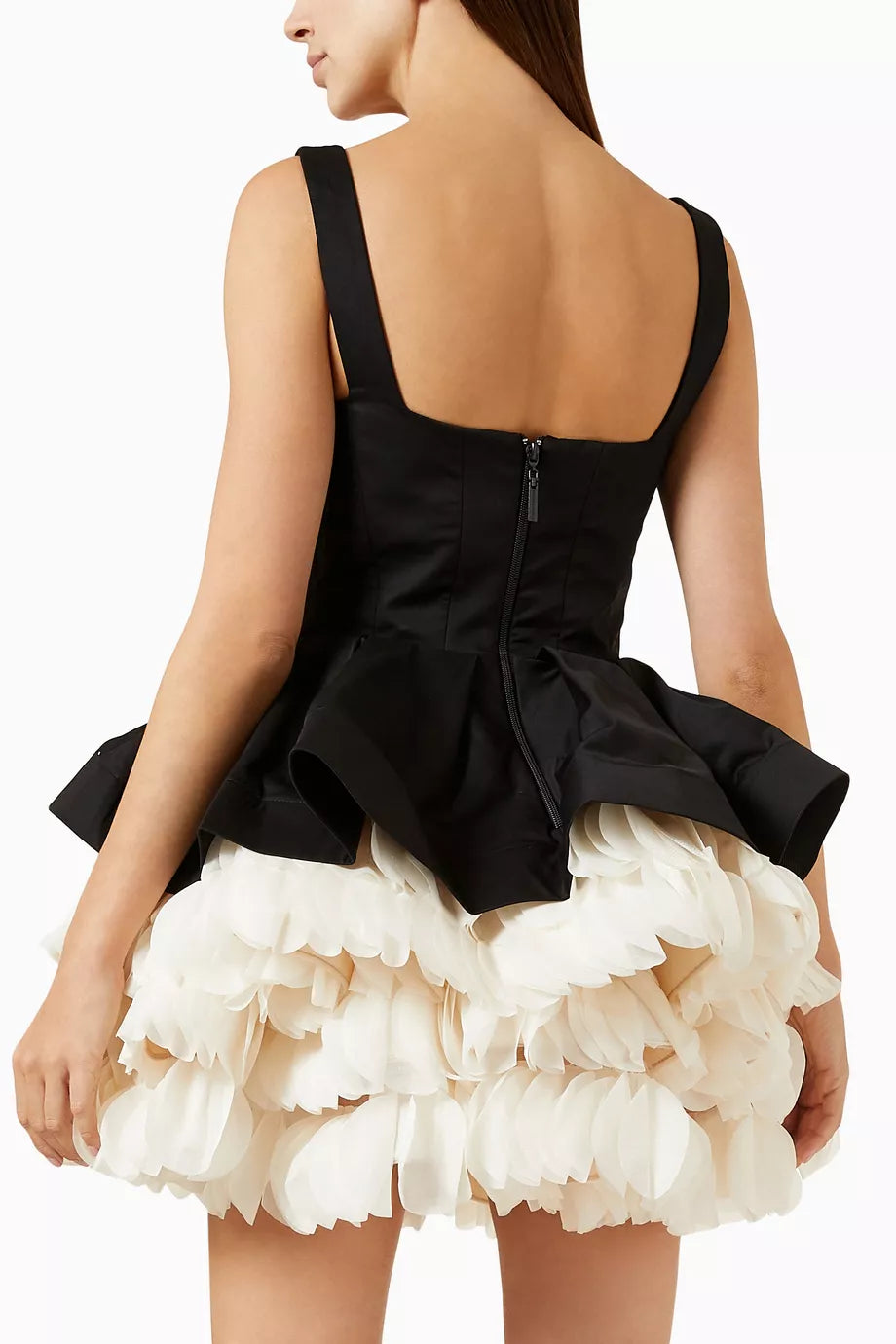 Léandra Robe Courte — Ébène & Plume d’Ivoire