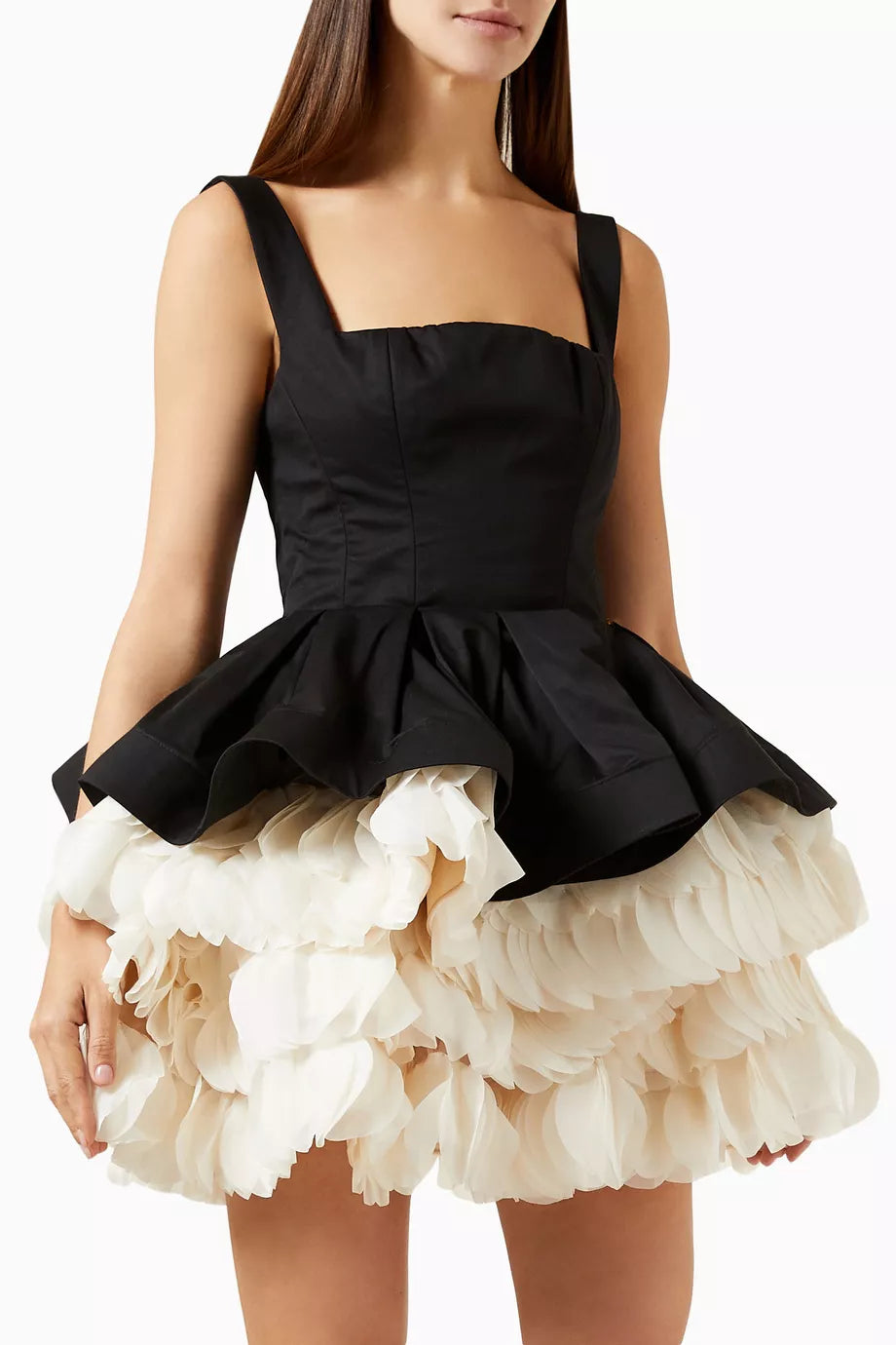 Léandra Robe Courte — Ébène & Plume d’Ivoire