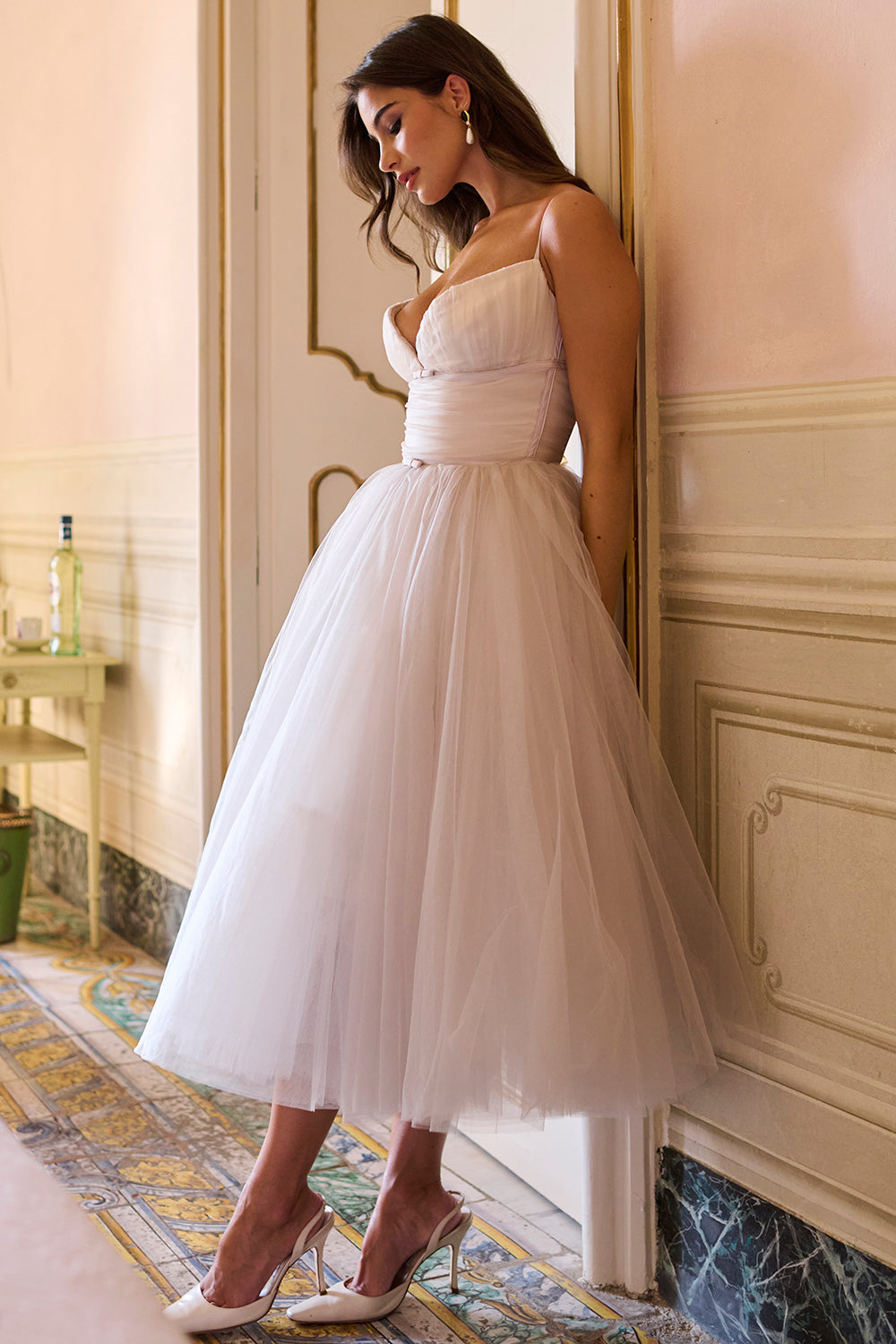 Roseline Robe Mi-Longue Ivoire