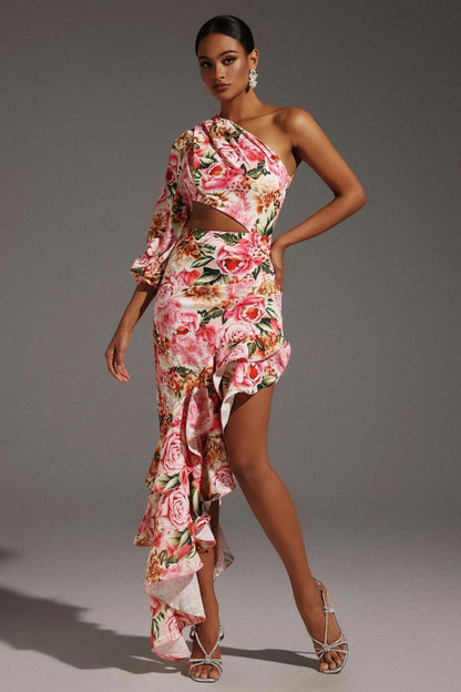 Fioretta Robe Longue - Rose Floral Intense