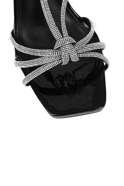 Rhinestone Bow Heels – Black