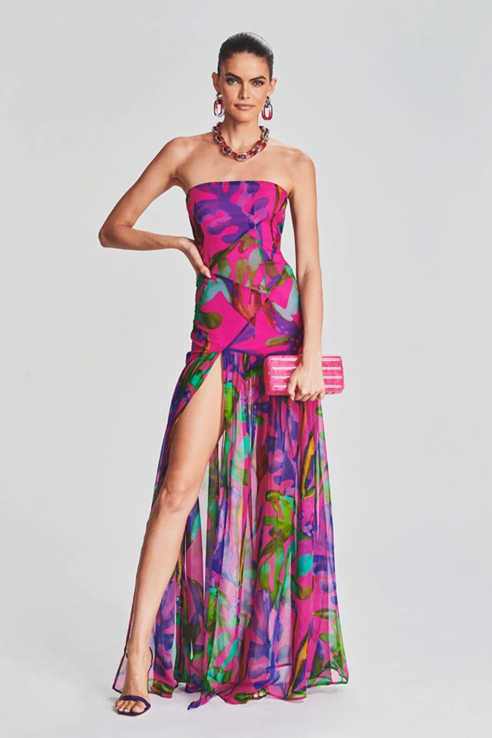Riviera Long Dress - Watercolor Purple