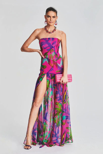 Riviera Long Dress - Watercolor Purple